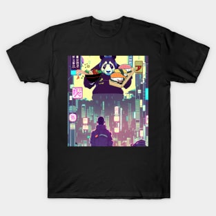 Cyberpunk City Panda Billboard T-Shirt